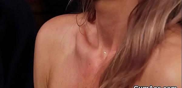  Peculiar model gets sperm load on her face swallowing all the ejaculate